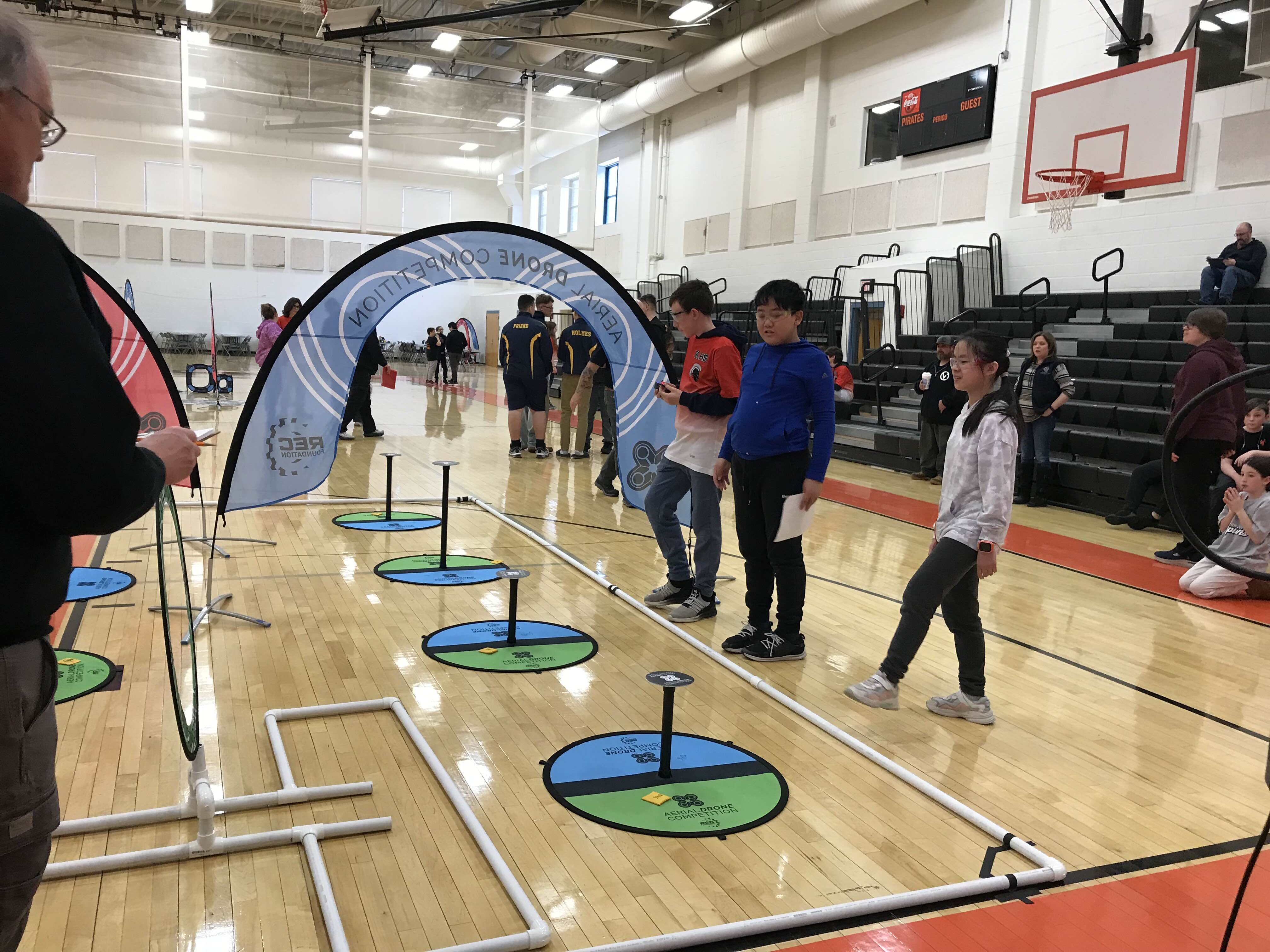 Students with drone